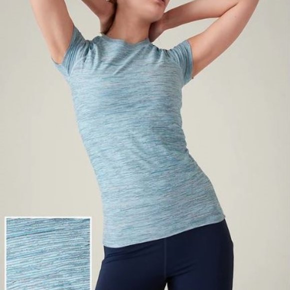 ATHLETA MOMENTUM SEAMLESS TEE -  SHORT SLEEVE -SIZE L - Picture 2 of 5